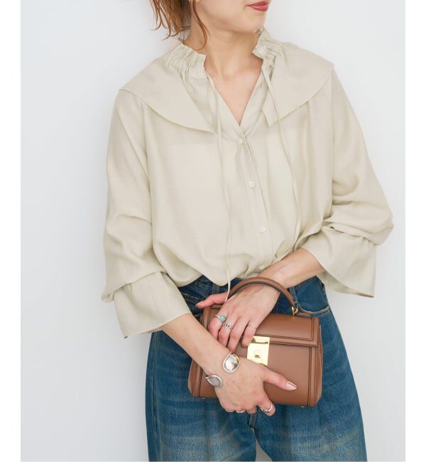 Spick and Span「ポリアセテートラッフルカラーブラウス」|シャツ・ブラウス|ベージュ