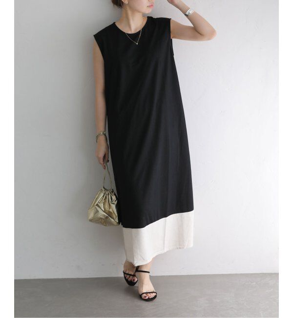  「配色カットワンピース」|ワンピース|ブラック