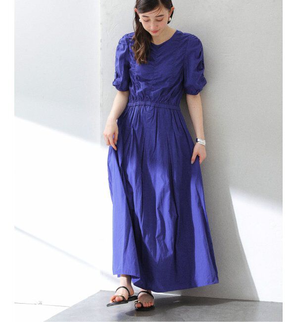  「【洗える】ne Quittez pas/ヌキテパ  COTTON DOBBY DRESS」|ワンピース|ブルー A