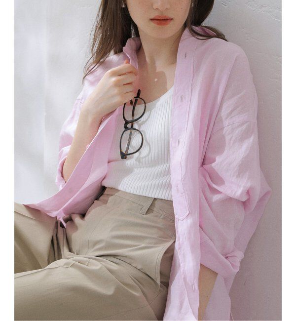  「【洗える】TICCA/ティッカ リネンスクエアビッグシャツUNI」|シャツ・ブラウス|ピンク