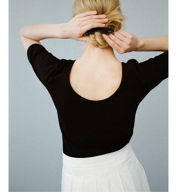  「【洗える】blank03/ブランクゴンサム scoop neck ribbed Tシャツ」|Tシャツ・カットソー|ブラック