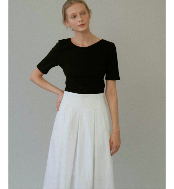  「【洗える】blank03/ブランクゴンサム scoop neck ribbed Tシャツ」|Tシャツ・カットソー|