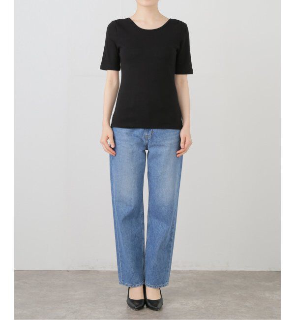  「【洗える】blank03/ブランクゴンサム scoop neck ribbed Tシャツ」|Tシャツ・カットソー|