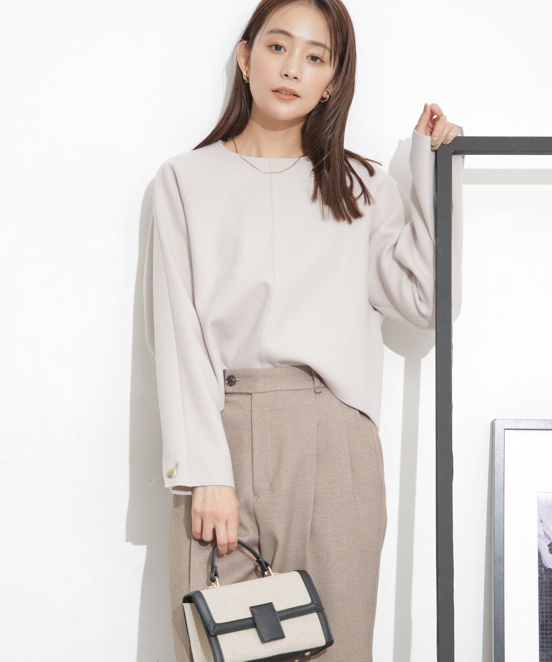 nano･universe「ニードルジャージーラグラントップス(セットアップ可)」|シャツ・ブラウス|ライトベージ 1