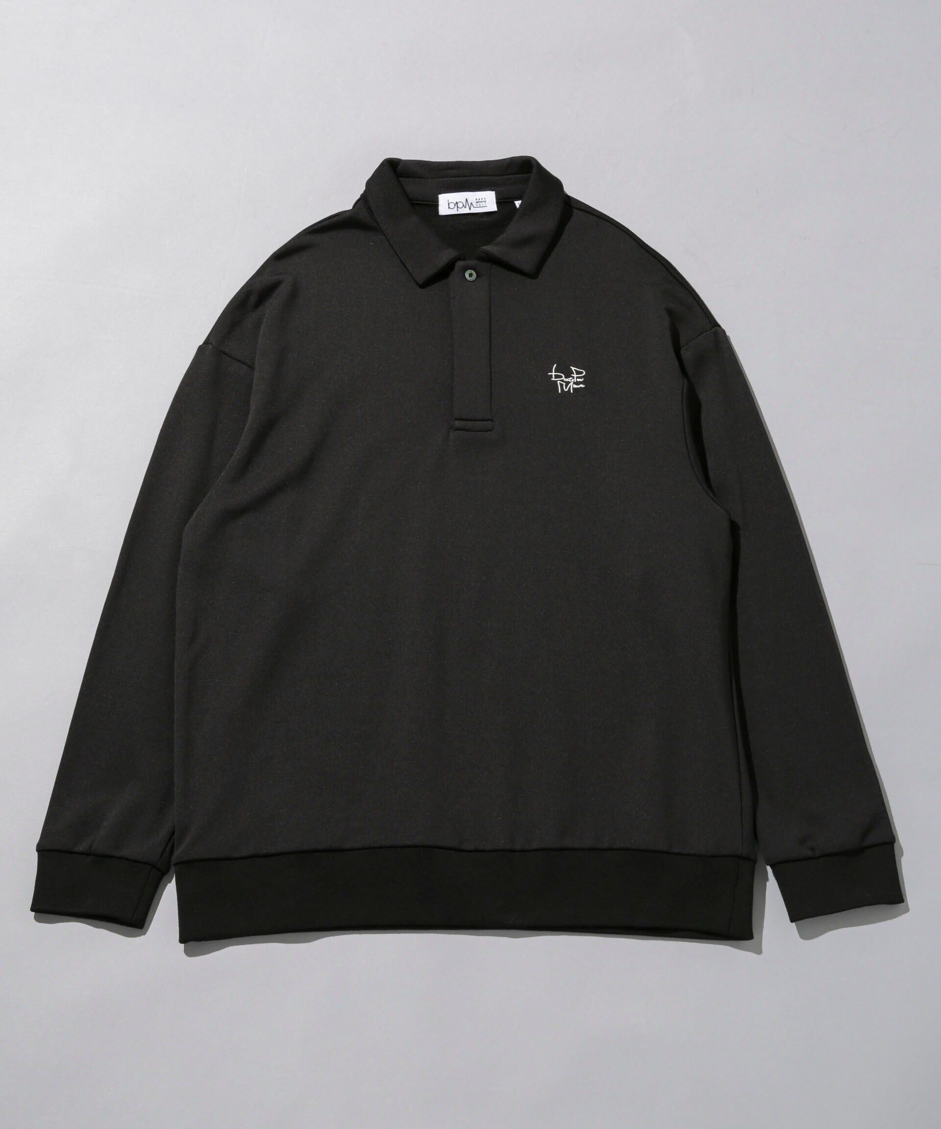 nano･universe「beats per minute/スウェットライク長袖ポロシャツ」|Tシャツ・カットソー|ブラック