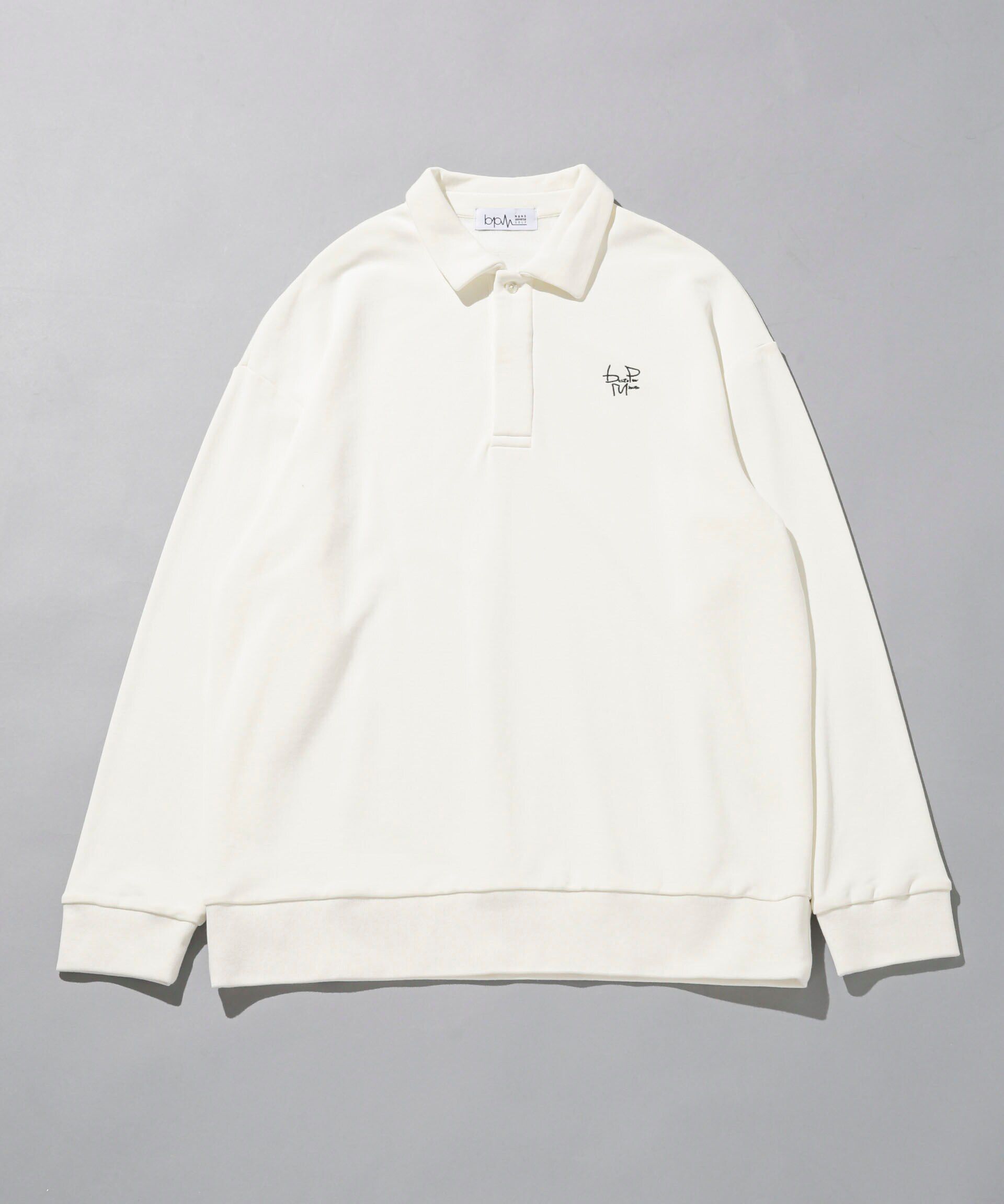 nano･universe「beats per minute/スウェットライク長袖ポロシャツ」|Tシャツ・カットソー|ホワイト