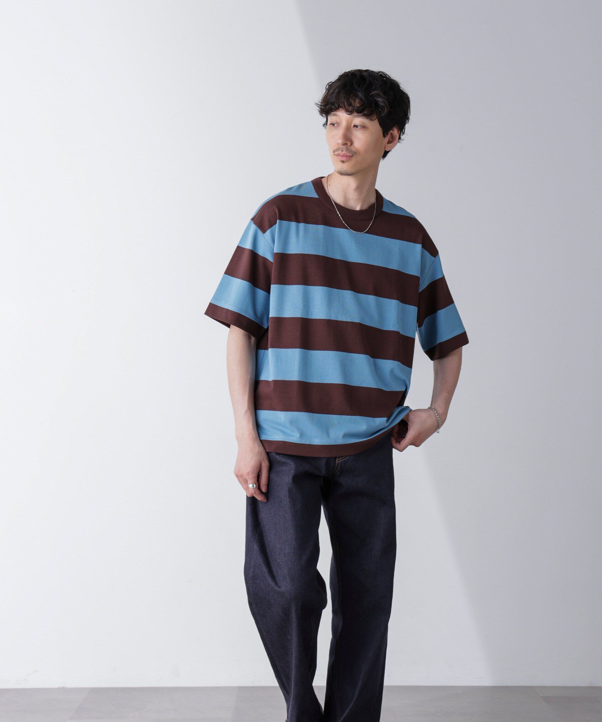 nano･universe「ワイドボーダーTシャツ 半袖」|Tシャツ・カットソー|