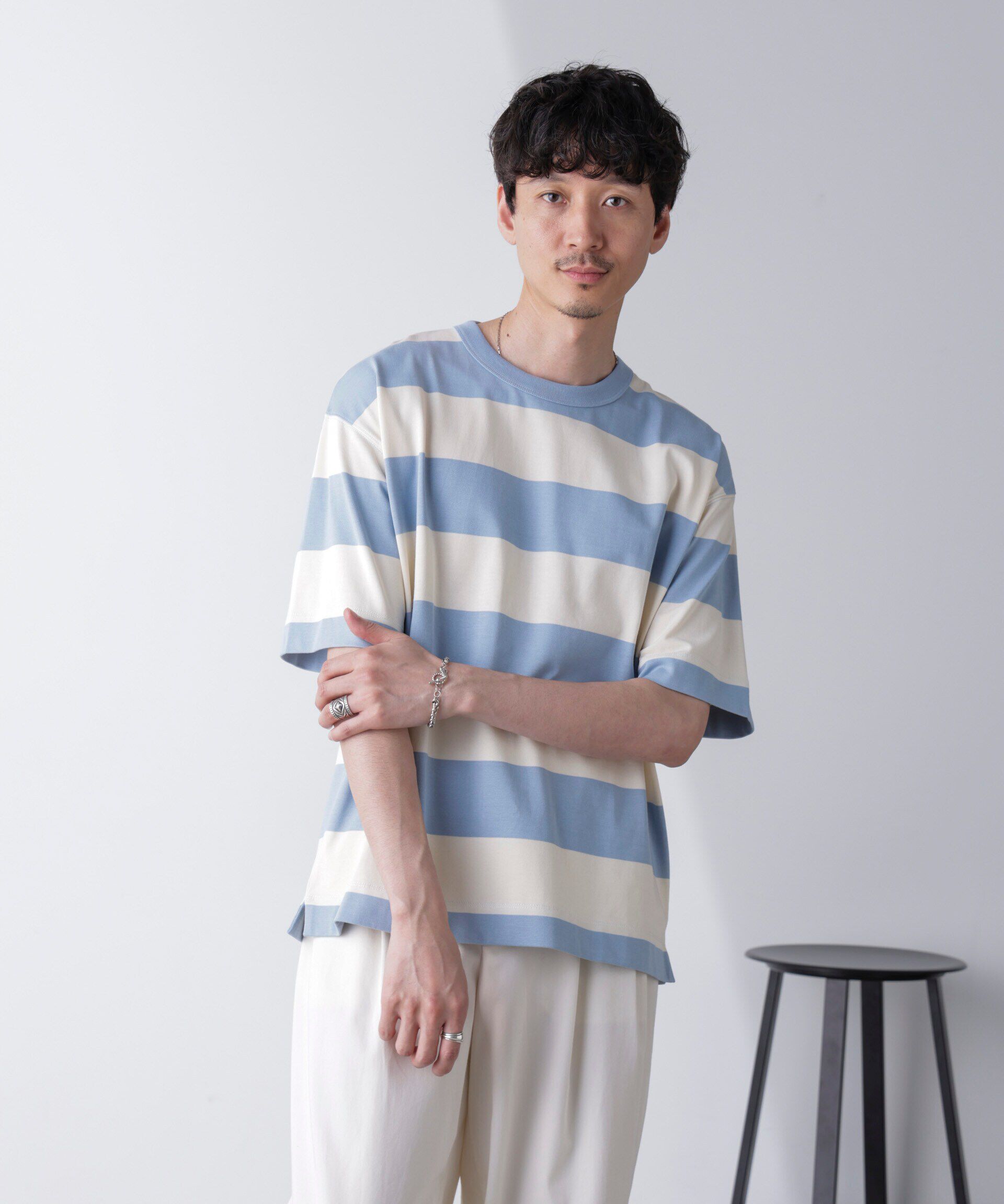 nano･universe「ワイドボーダーTシャツ 半袖」|Tシャツ・カットソー|