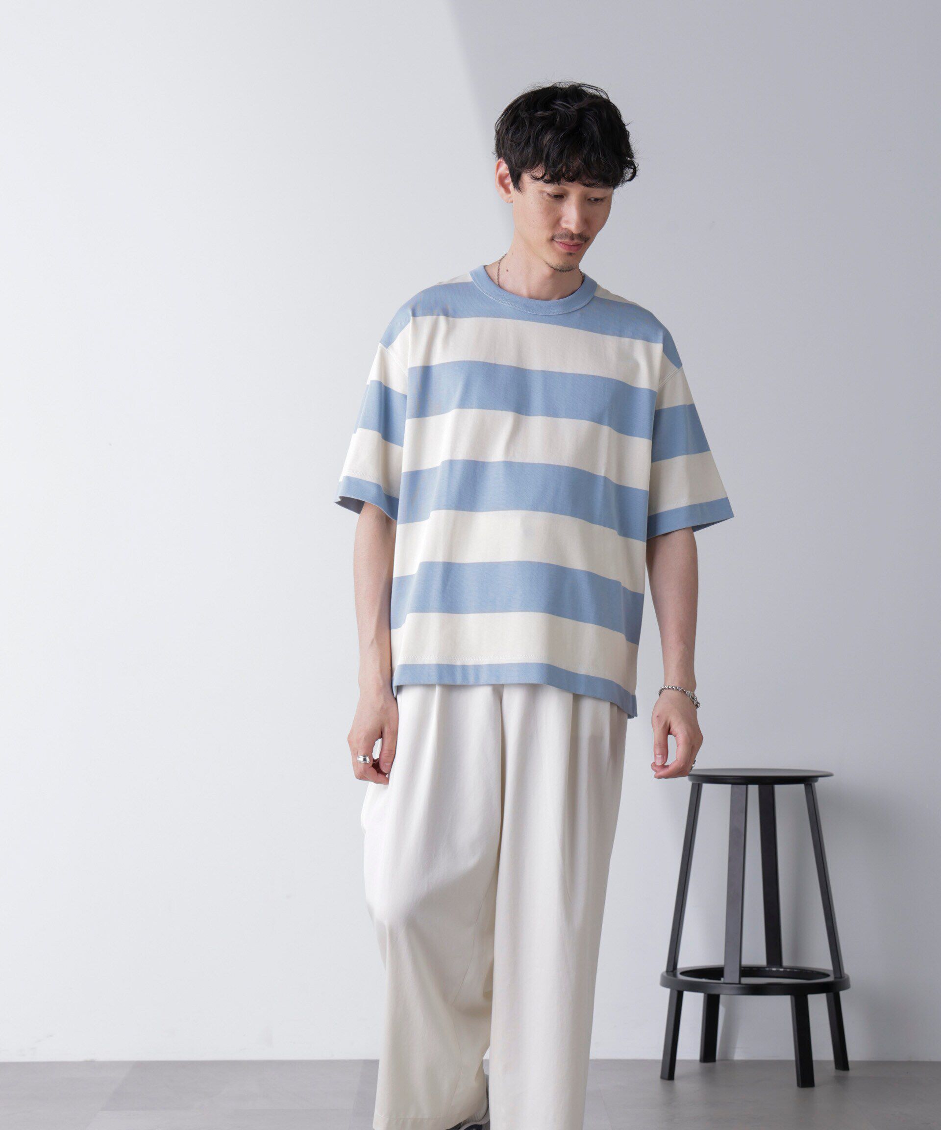 nano･universe「ワイドボーダーTシャツ 半袖」|Tシャツ・カットソー|