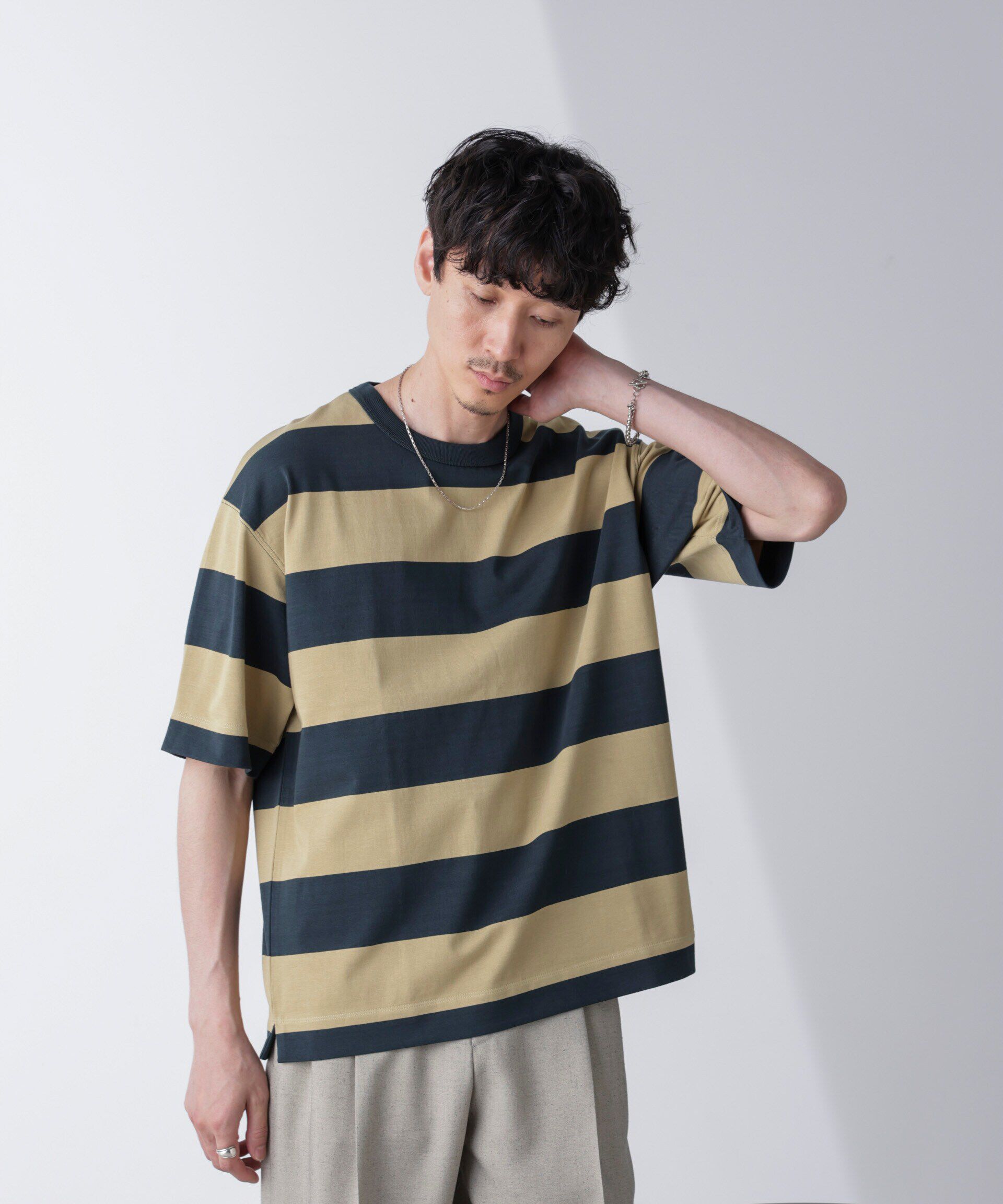 nano･universe「ワイドボーダーTシャツ 半袖」|Tシャツ・カットソー|