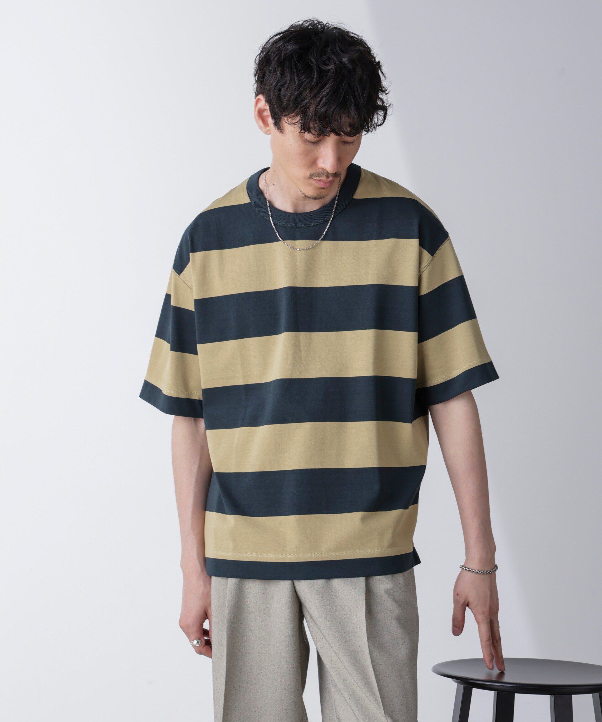 nano･universe「ワイドボーダーTシャツ 半袖」|Tシャツ・カットソー|