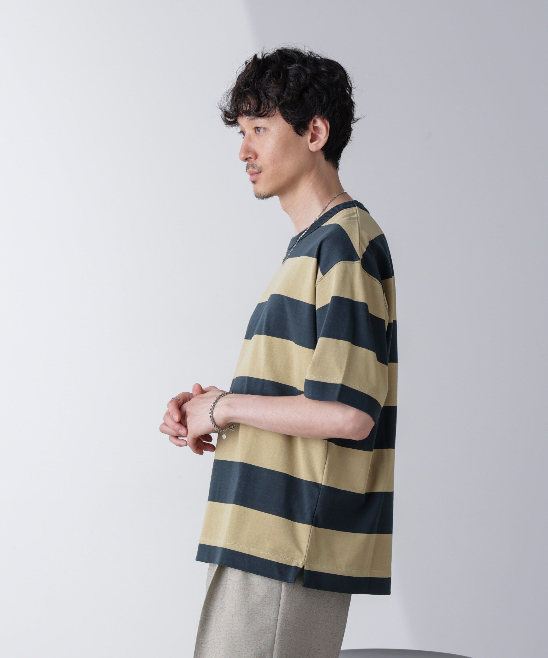 nano･universe「ワイドボーダーTシャツ 半袖」|Tシャツ・カットソー|