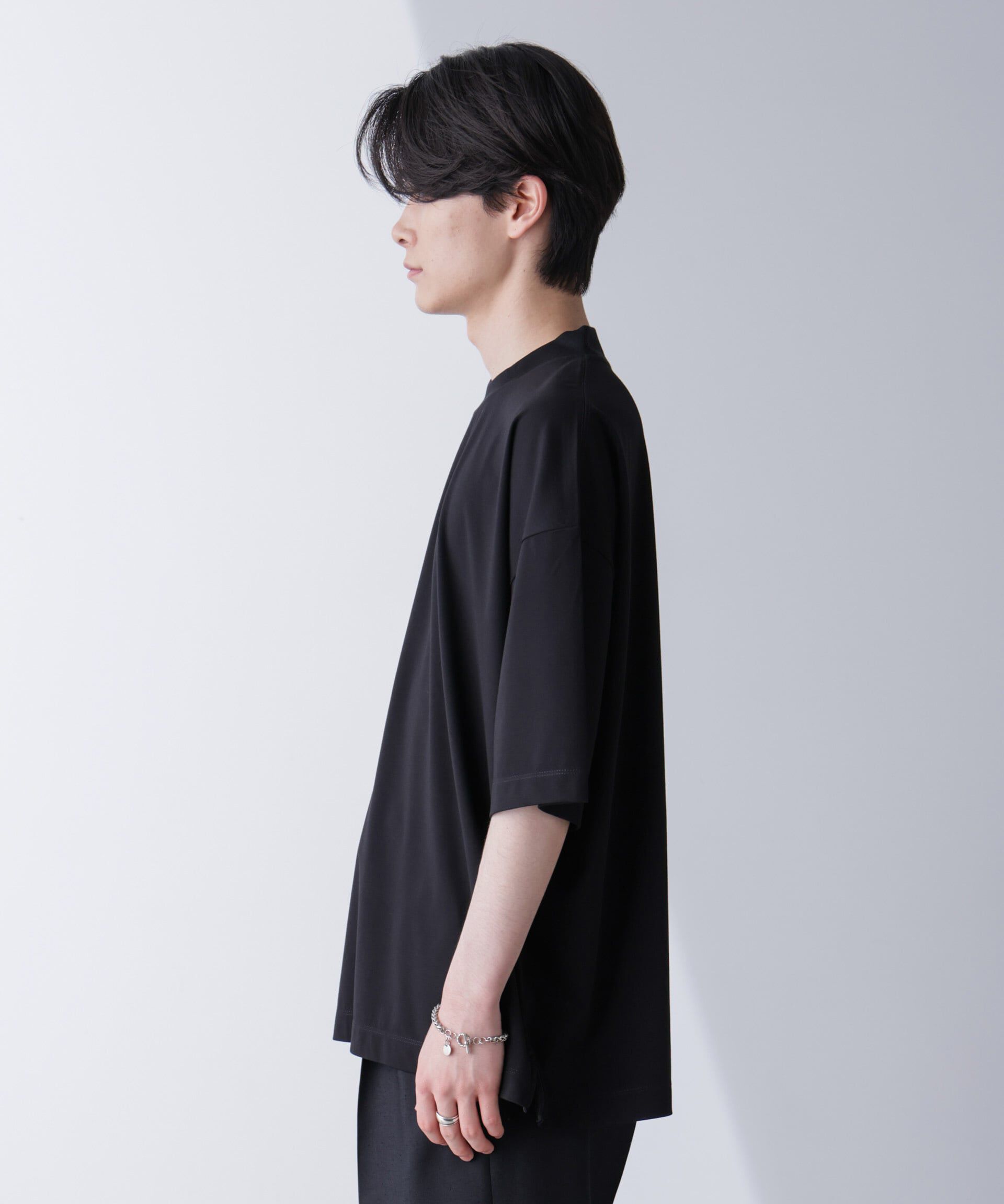 nano･universe「モックネックワイドシルエットTシャツ 半袖」|Tシャツ・カットソー|