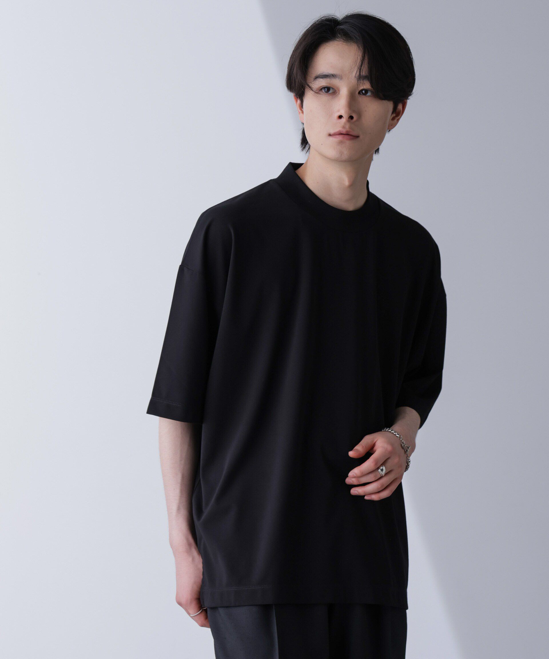 nano･universe「モックネックワイドシルエットTシャツ 半袖」|Tシャツ・カットソー|