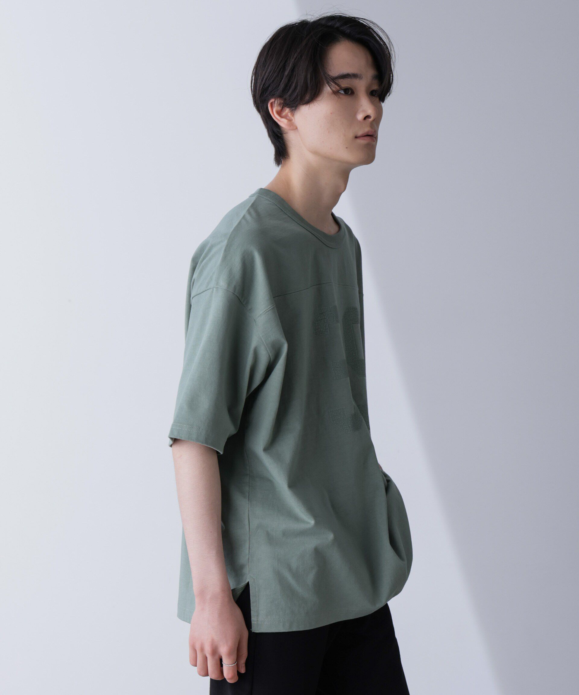 nano･universe「シャドープリントフットボールTシャツ 半袖」|Tシャツ・カットソー|