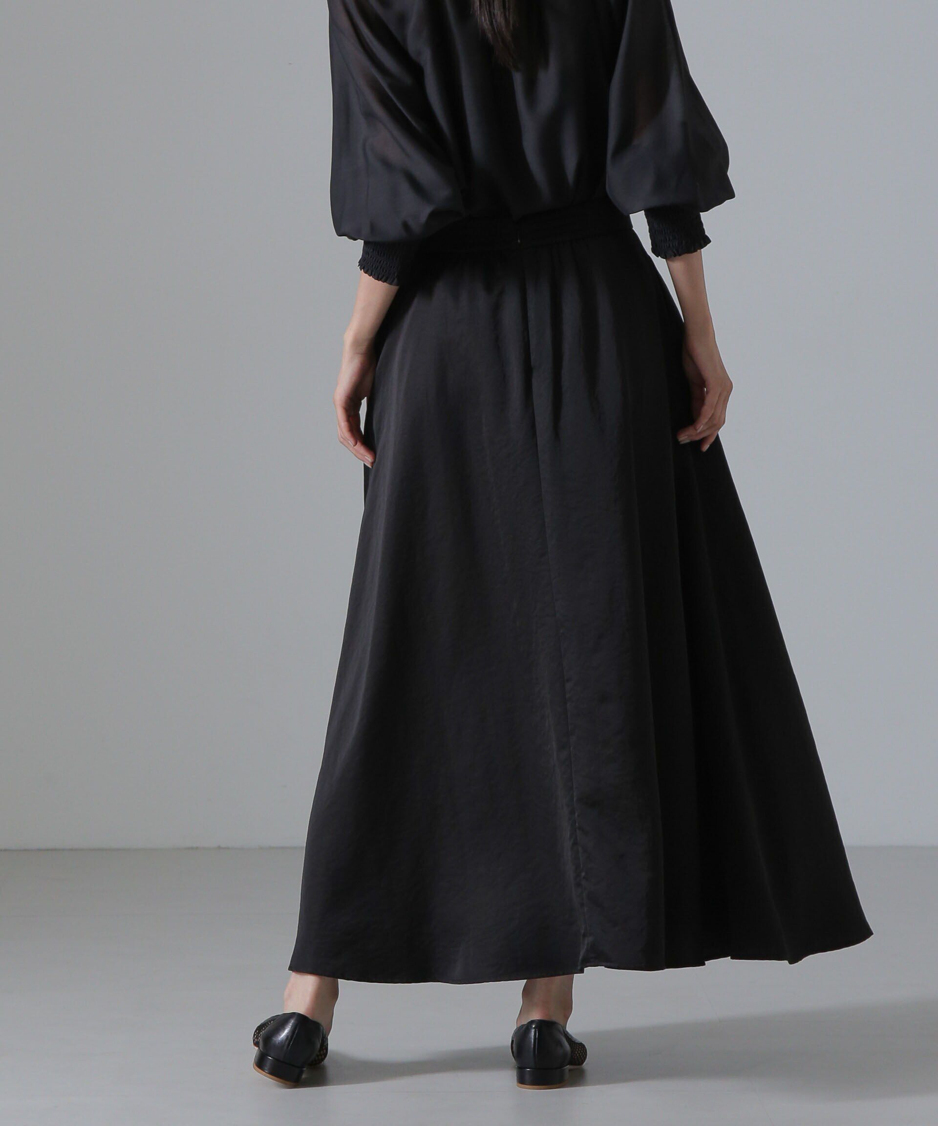 nano･universe「ヴィンテージサテンフレアロングスカート(セットアップ可)」|スカート|