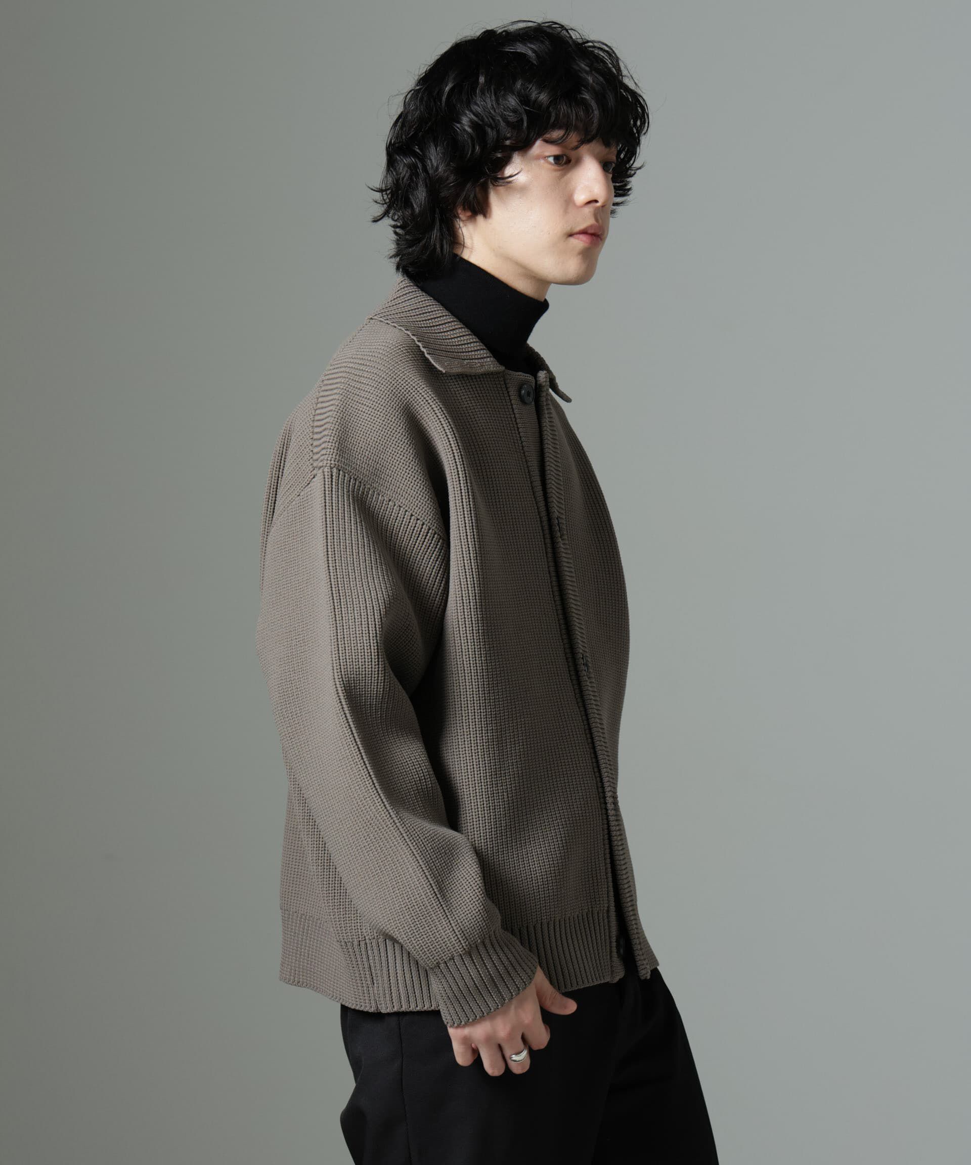 nano･universe「スポンディッシュニットブルゾン」|ニット・セーター|