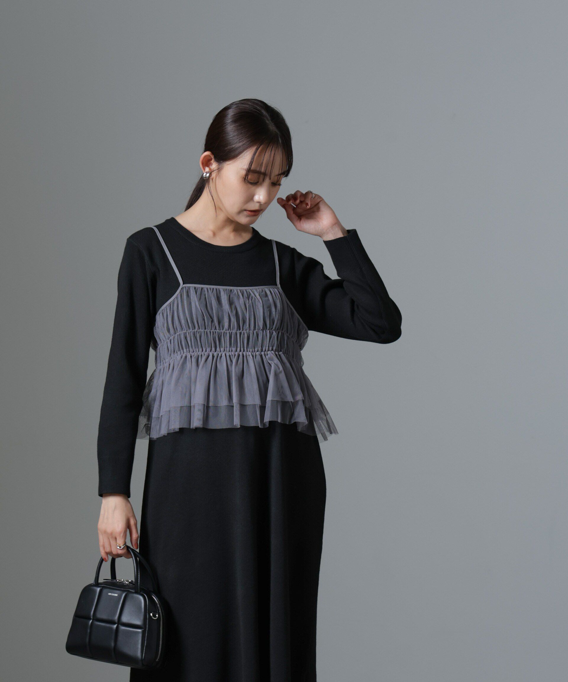 nano･universe「チュールビスチェセットニットワンピース」|ワンピース|