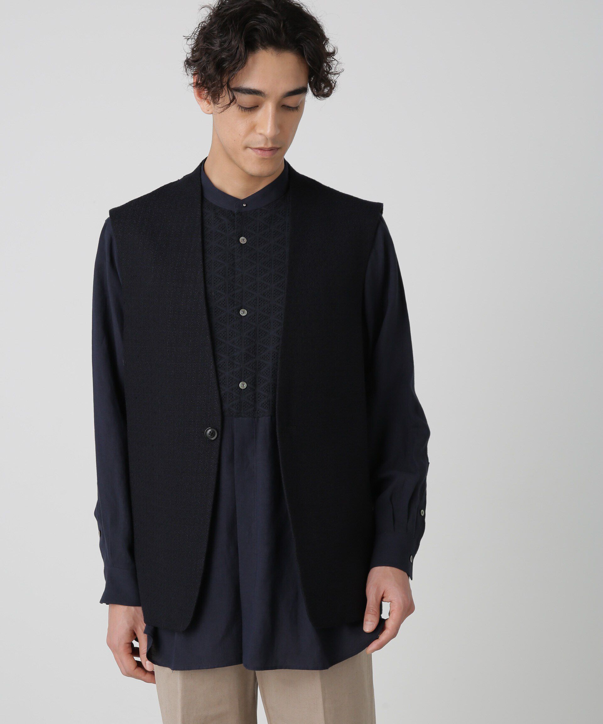 nano･universe「AB.リングブッチャースリーブレスジャケット」|テーラードジャケット|