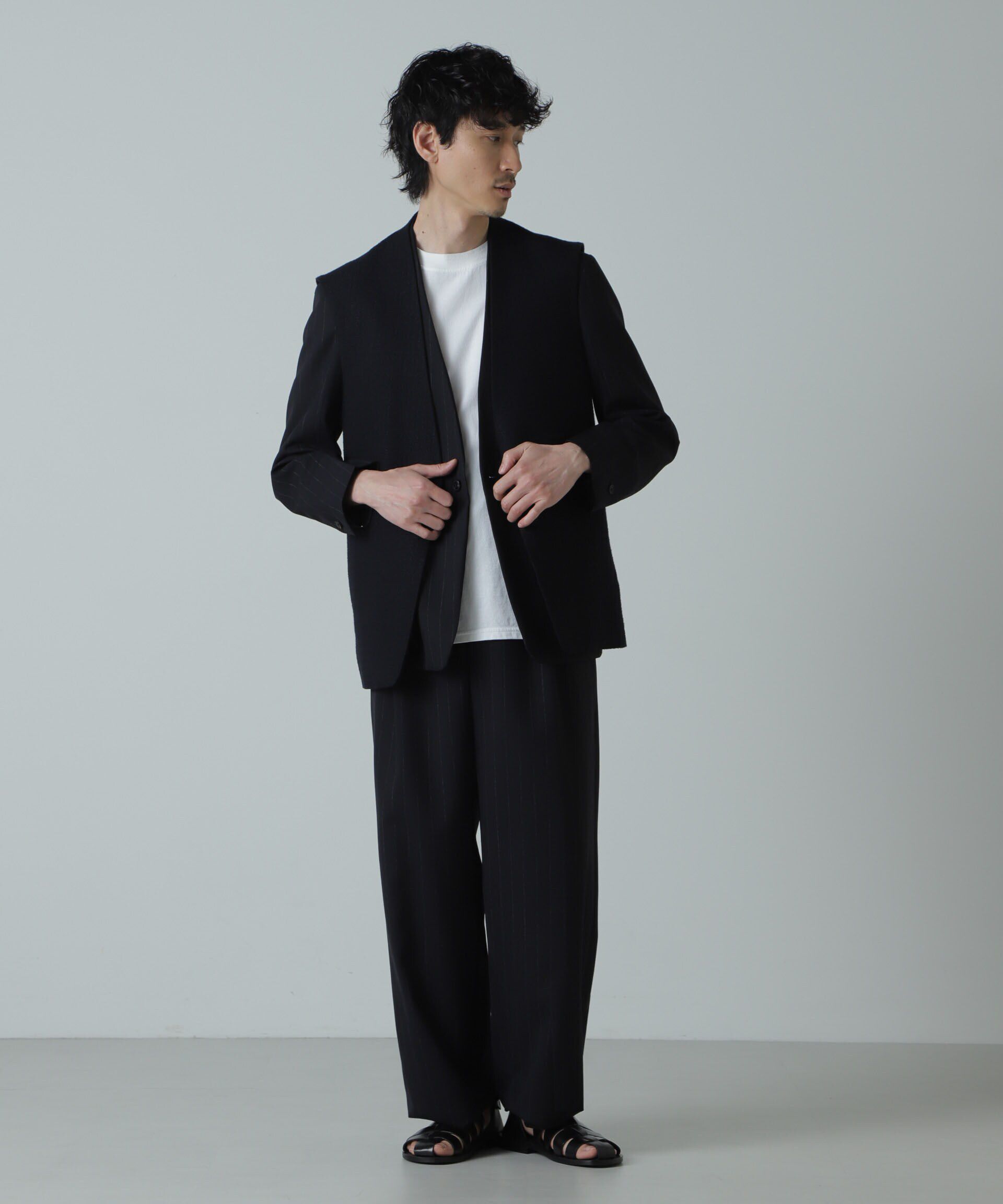 nano･universe「AB.リングブッチャースリーブレスジャケット」|テーラードジャケット|