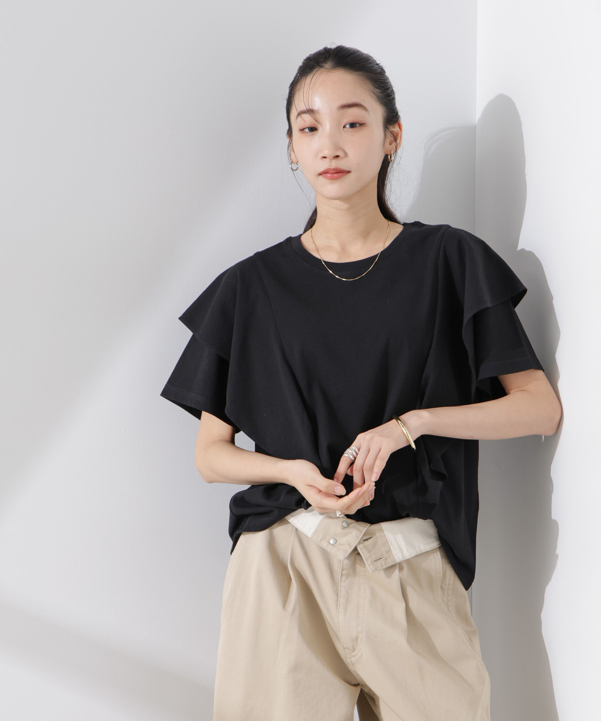 nano･universe「ラッフルデザインTシャツ」|Tシャツ・カットソー|