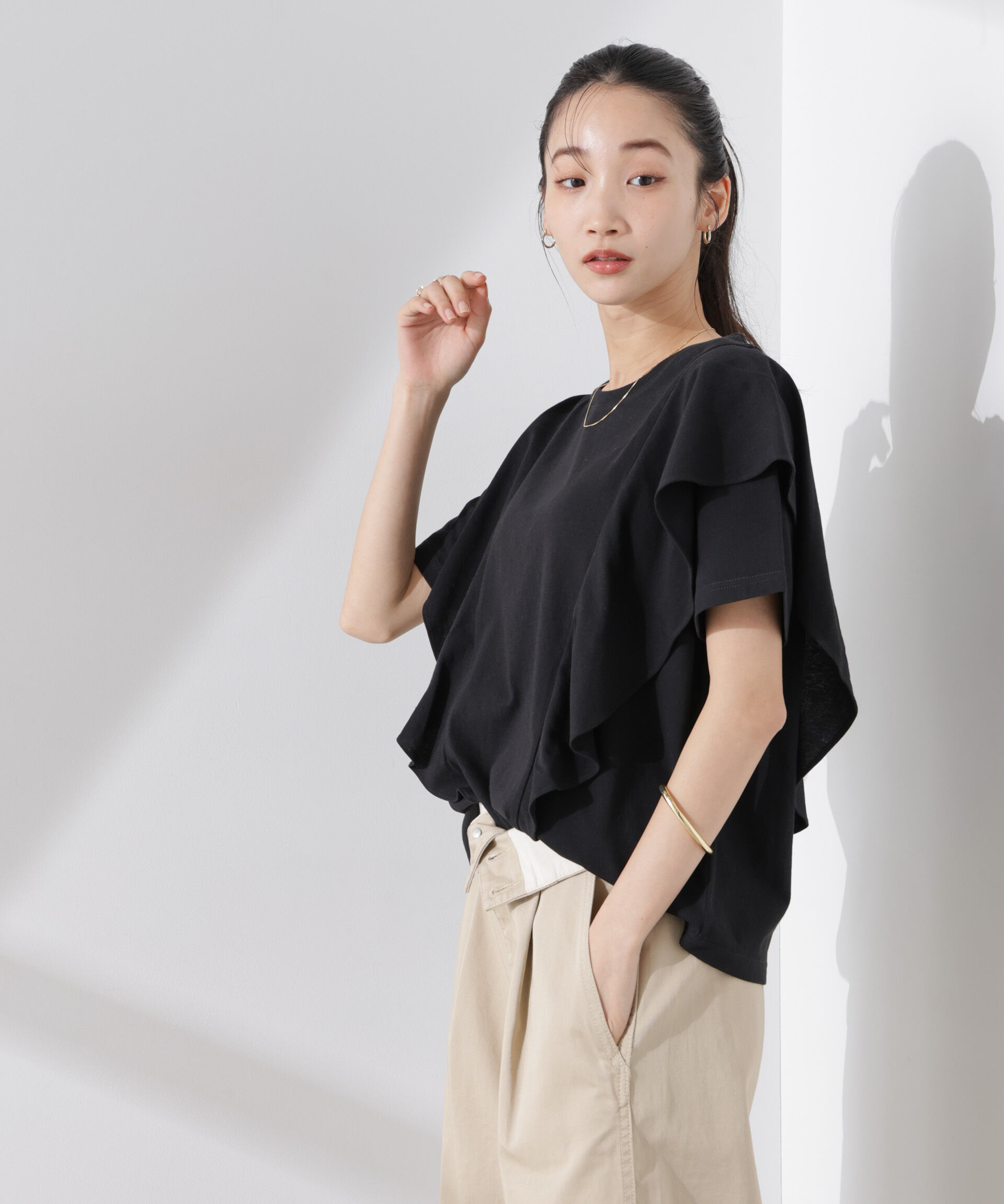 nano･universe「ラッフルデザインTシャツ」|Tシャツ・カットソー|