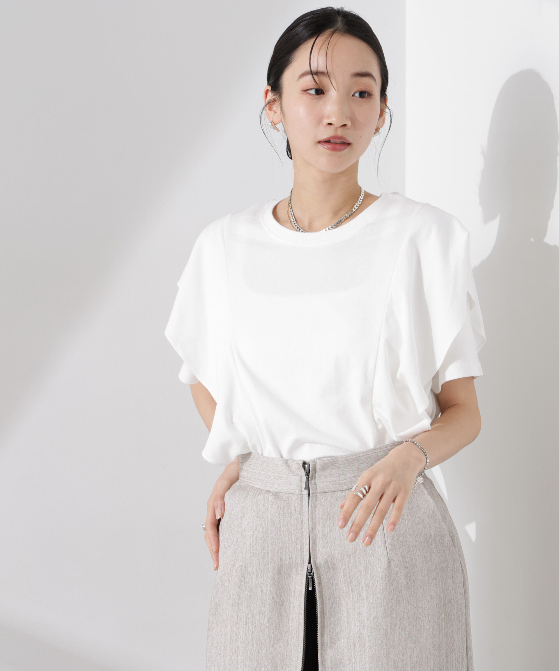 nano･universe「ラッフルデザインTシャツ」|Tシャツ・カットソー|