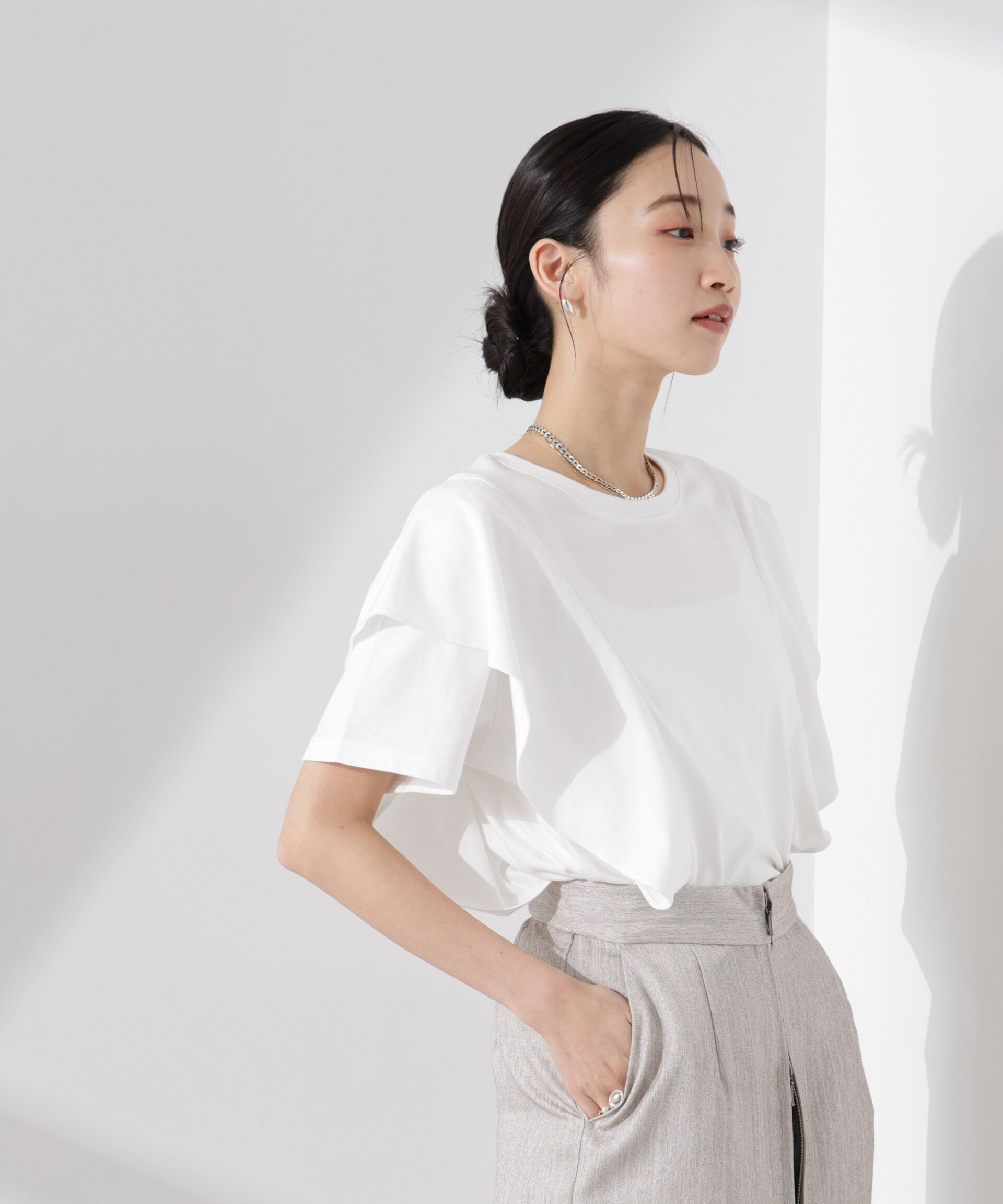 nano･universe「ラッフルデザインTシャツ」|Tシャツ・カットソー|