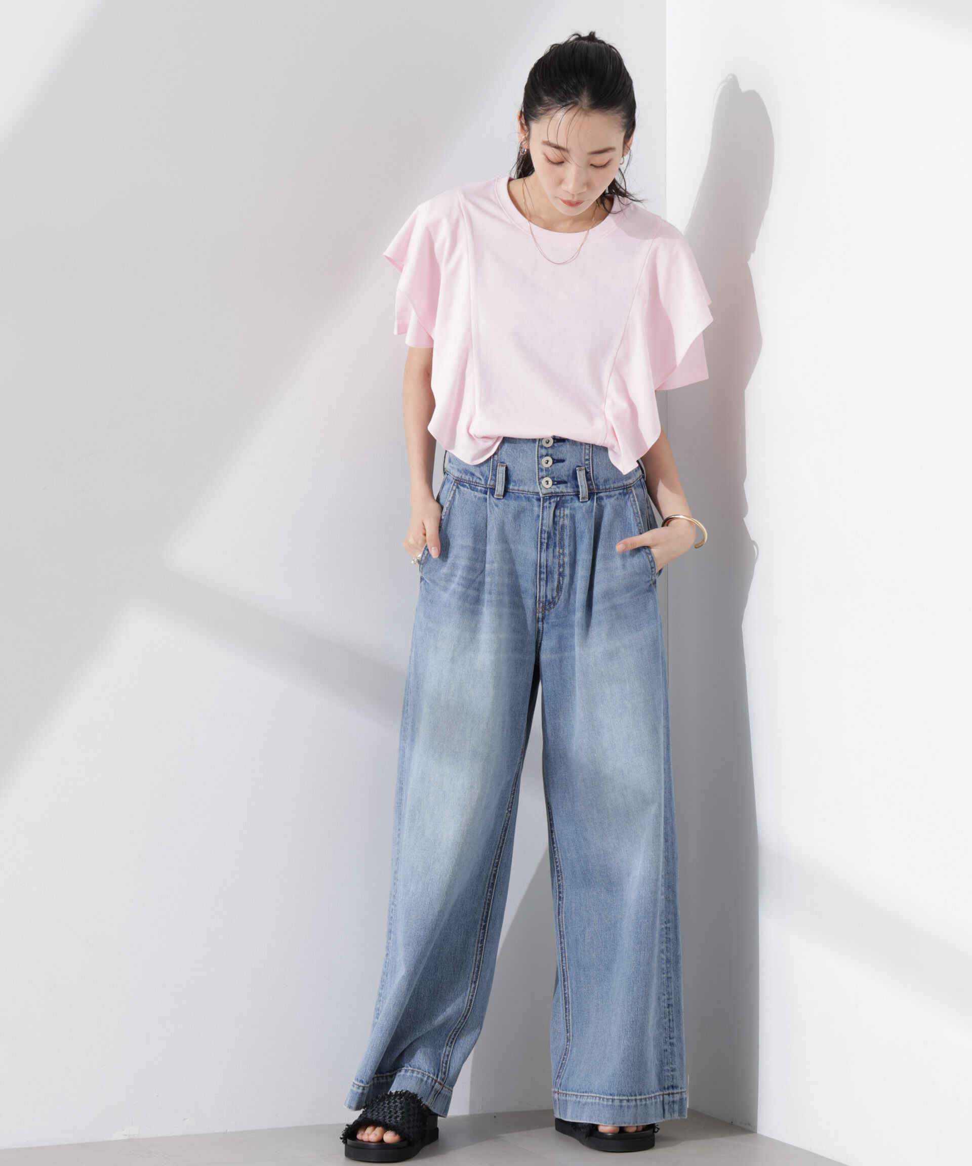 nano･universe「ラッフルデザインTシャツ」|Tシャツ・カットソー|