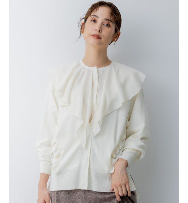 組曲「【WEB限定】サイドフリルカーディガン」|カーディガン|アイボリー系