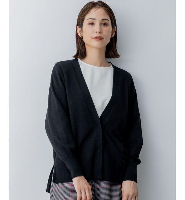 組曲「【WEB限定】サイドフリルカーディガン」|カーディガン|ブラック系