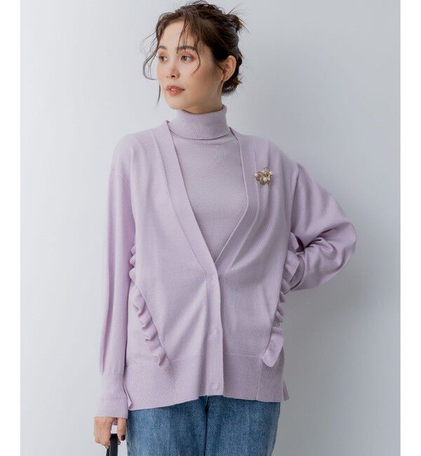 組曲「【WEB限定】サイドフリルカーディガン」|カーディガン|ライラック系