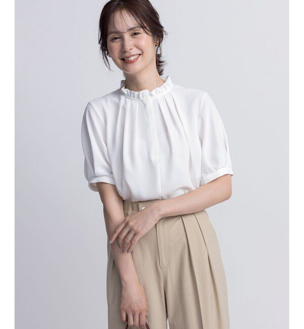 組曲「ライトデシンフリル襟 ブラウス」|シャツ・ブラウス|アイボリー系
