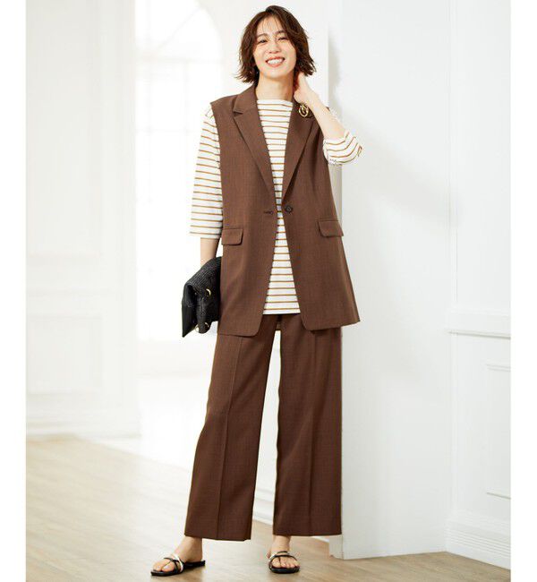 自由区「【洗える/UVケア】ボーダー ボートネックデザインカットソー」|Tシャツ・カットソー|