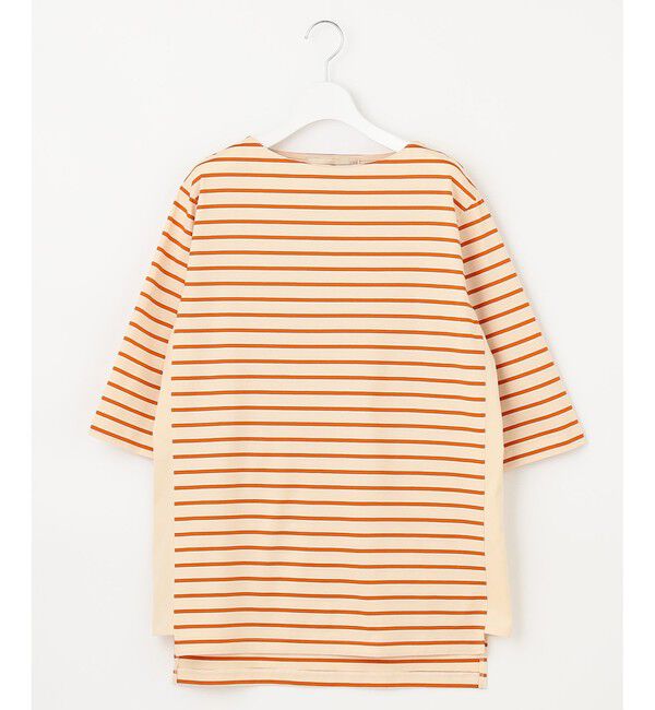 自由区「【洗える/UVケア】ボーダー ボートネックデザインカットソー」|Tシャツ・カットソー|ベージュ系2