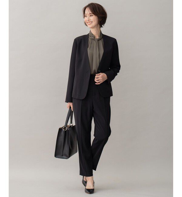 自由区「【XSサイズ～/洗える】ダブルフェイススーティング ノーカラージャケット」|ノーカラージャケット|