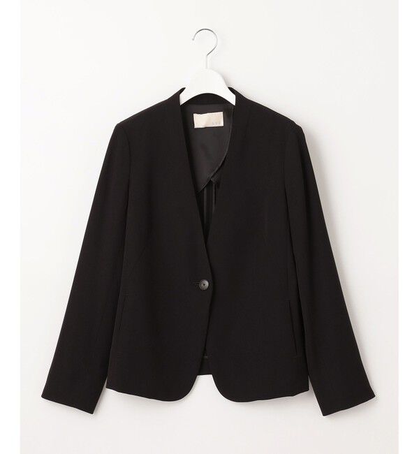 自由区「【XSサイズ～/洗える】ダブルフェイススーティング ノーカラージャケット」|ノーカラージャケット|