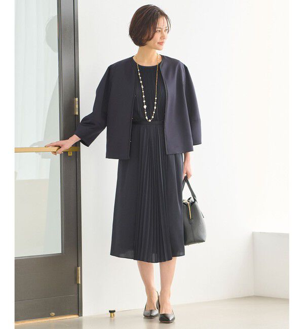 自由区「【ご好評につき追加生産・洗える】グログランノーカラー ジャケット」|ノーカラージャケット|