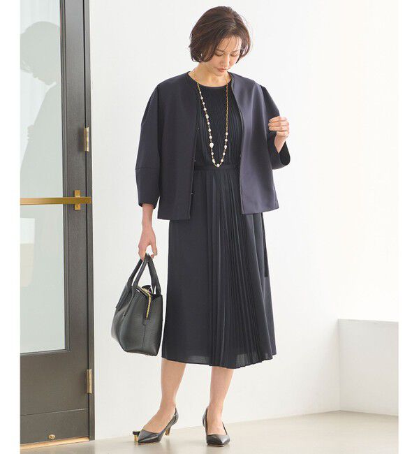 自由区「【ご好評につき追加生産・洗える】グログランノーカラー ジャケット」|ノーカラージャケット|