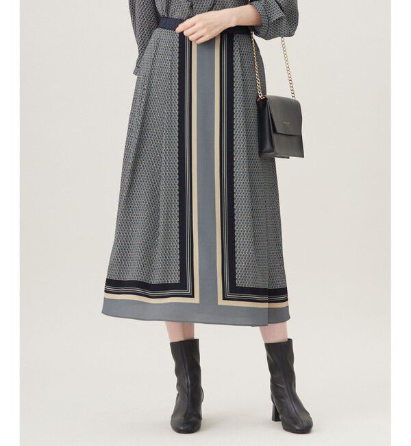 自由区「【洗える】ジオメトリックハートプリント スカート」|スカート|グレー系