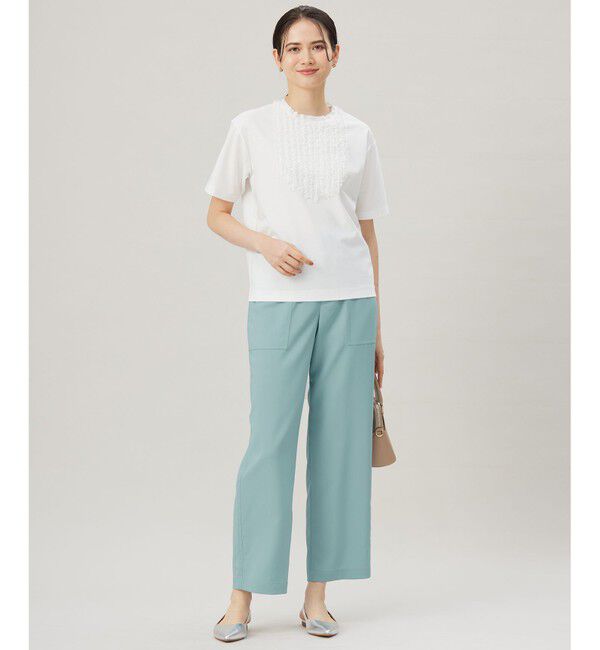 自由区「【接触冷感・UVカット・洗える】ベビーフリル Tシャツ」|Tシャツ・カットソー|