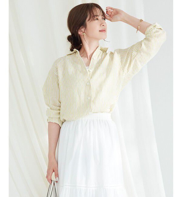 23区「【CLASSY. 9月号掲載/WEB限定カラーあり】LIBECO ベーシック シャツ」|シャツ・ブラウス|ｲｴﾛｰｽﾄ