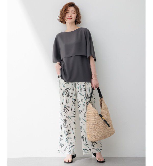 23区「【洗える】ストレッチジョーゼット レイヤー カットソー」|Tシャツ・カットソー|