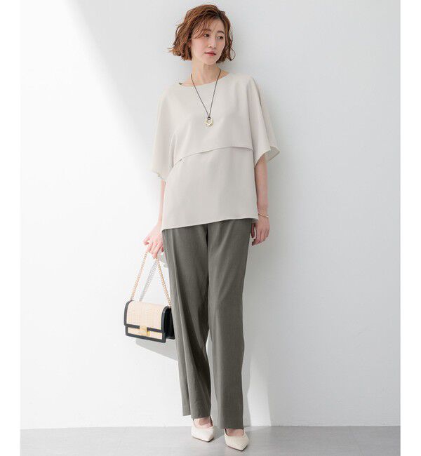 23区「【洗える】ストレッチジョーゼット レイヤー カットソー」|Tシャツ・カットソー|