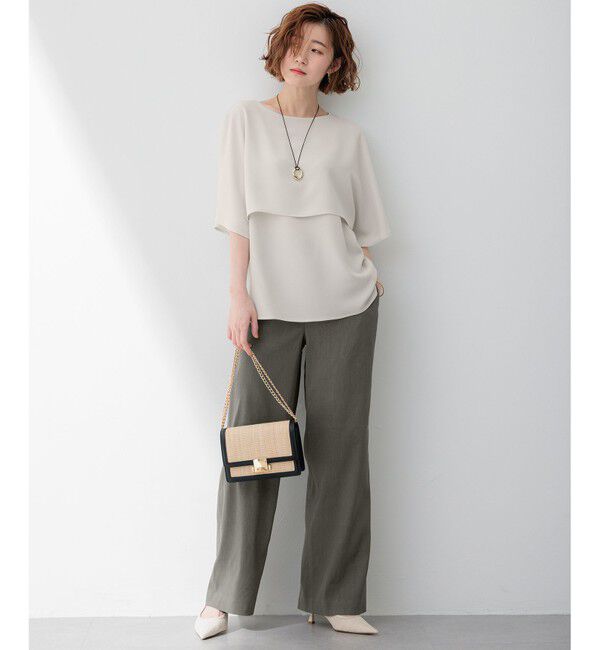 23区「【洗える】ストレッチジョーゼット レイヤー カットソー」|Tシャツ・カットソー|