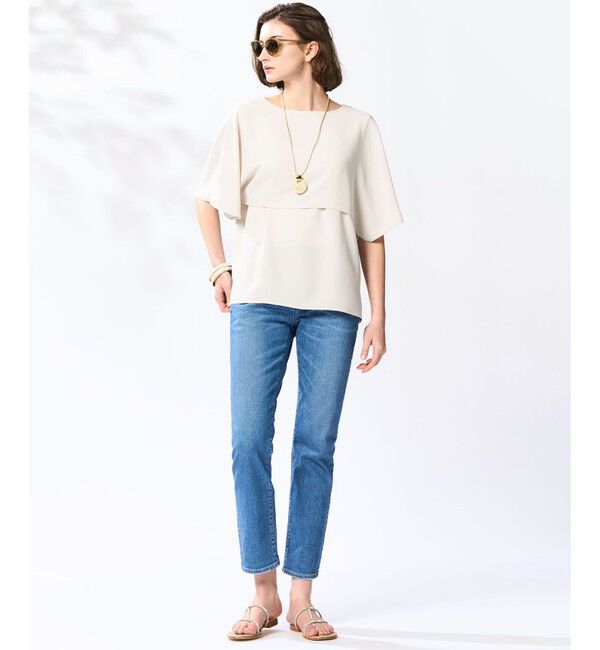23区「【洗える】ストレッチジョーゼット レイヤー カットソー」|Tシャツ・カットソー|