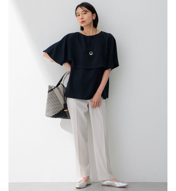 23区「【洗える】ストレッチジョーゼット レイヤー カットソー」|Tシャツ・カットソー|