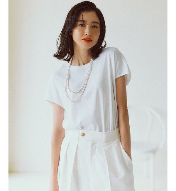 23区「【接触冷感/洗える】フレンチスリーブ IT TEE」|Tシャツ・カットソー|ホワイト系