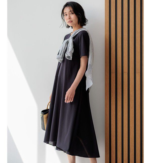 23区「【洗える】ドライコットンジャージー イレギュラーヘムワンピース」|ワンピース|グレー系