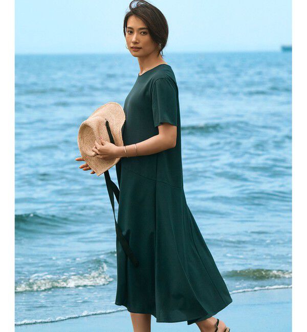 23区「【洗える】ドライコットンジャージー イレギュラーヘムワンピース」|ワンピース|カーキ系